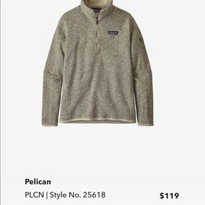 Patagonia quarter zip in color pelican.